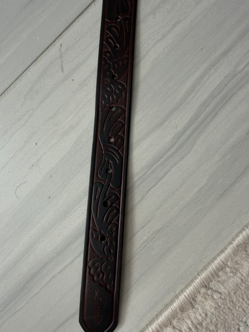 Levi's Dark Brown Tooled Leather Belt with Silver Buckle - Picture 5 of 8